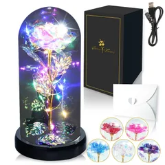 【迅速発送】フラワーライト 枯れない花 【笑顔咲ク 光る花 】造花 バラ ForeverFlowers 結婚記念日 プレゼント 妻 彼女 バレンタイン ホワイトデー 誕生日 母の日 クリスマス クリスタル オーロラライト USB電池両用