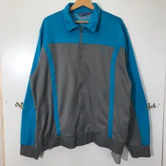 Puma プーマ トラックジャケット ジャージ リブ袖 ロゴ刺繍 ワッペン マレーシア製 メンズ XXL ライトブルー グレー