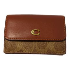 COACH コーチ シグネチャー・ミニトライフォールドウォレット・3つ折り財布/CM438/ブラウン/プレゼント/記念日【♀】【A】【レディース】★■557604【中古】