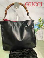【54】Gucci グッチ バンプー レザー ワンショルダーバッグ マットブラック 黒