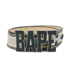 BAPEレイヤーロゴバックルカモレザーベルト#BROWN/SILVER ☆XL☆ APE HEAD バックル BAPE camo 型押し レザー ベルト