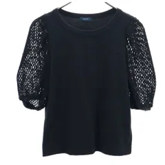 リン 5分袖 メッシュ袖 カットソー 38 ブラック WRINN レディース