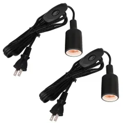 【迅速発送】2個セット コード付きソケット Zevnico 電球ソケット コンセント E26口金 ブラック ペンダントライト スイッチ付き 専用 LEDライトソケット プラグ付き ケーブル コード長3m 吊り下げ 照明器具 (2個入 ブラック)