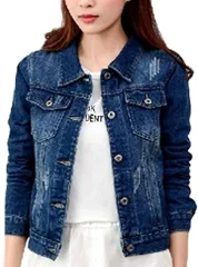 1/2style(ニブンノイチスタイル) Ｇジャン オーバーサイズ カラー ショート丈 長袖 レディース 女性 大きめ デニム スリム オシャレ お洒落 薄手 ジャケット 夏物 春物 秋物 冬物 XXL 濃い青( ダークブルー,  XXL)