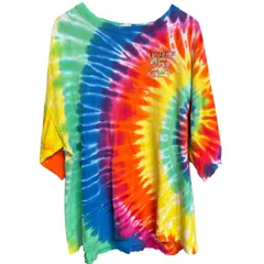 BREWTHRU 25周年 タイダイ Tシャツ 2XL USA製 カラフル ヴィンテージ レインボー プリント 綿 US古着