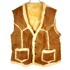 MOUTON VEST】ムートンベスト 羊毛皮 レザー パッチワーク ボア 茶