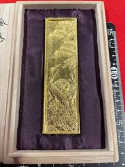 古梅園　1997年製造古墨『金箔蒔　鶴亀』高級菜種油使用稀少墨