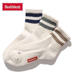 ヘルスニット【Healthknit】191-3695 シンカー2本ライン 3Pソックス ショートソックス 靴下 ハーフソックス クウォーターソックス SOCKS メンズ 25-27cm 3色セット アソート