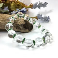 パワーストーン　ブレスレット　水晶　12mm 天然石ブレス （グリーン）メンズ・レディース　男性・女性　数珠ブレス　開運  [1]