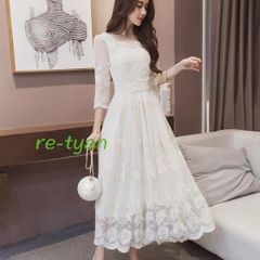 新品未使用 ロングドレス 白ワンピース 結婚式ドレス レディース マキシ丈ワンピース演奏会 イブニングドレス Aライン エンパイア パーティードレス 30代40代 大人オシャレ