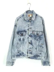 古着 80s USA製 Levi's 70507-0219 ワイドシルエット ケミカル アシッド デニム トラッカー ジャケット Gジャン L 