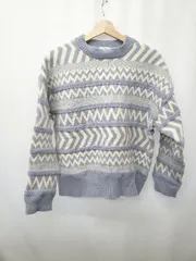 ◇ ⊇ LOWRYS FARM ローリーズファーム デザイン 長袖 ニット セーター サイズF ホワイト ラベンダー レディース E  【1505290037310】