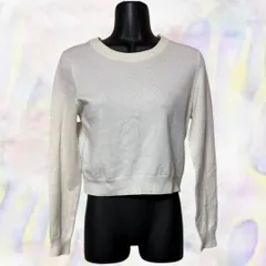 NATURAL BEAUTY BASIC　ナチュラルビューティーベーシック　セーター　ホワイト　レディース　伸縮性有　クロップド丈　ニット　長袖