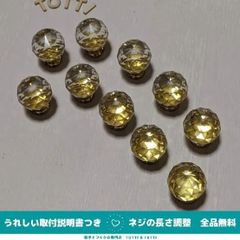 つまみ　取手　10個　透明/ゴールド　丸型（中）　クリスタルガラス　31