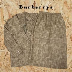 【90s】Burberrys バーバリー セットアップ スカート ひざ丈 麻 リネン ブラウン 茶 ヴィンテージ ビンテージ 古着