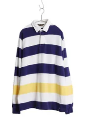 【お得なクーポン配布中!】 80s ブルックスブラザーズ ボーダー 長袖 ラガーシャツ メンズ XL / ヴィンテージ ラグビー 長袖シャツ ポロシャツ ボックス 大きいサイズ