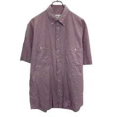 SCIROCCO 半袖 ストライプシャツ 15 M～ ピンク ボタンダウン 胸ポケット カジュアルシャツ 古着卸 アメリカ仕入 a704-5751