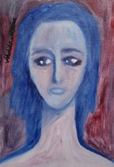 Akihiko Mihara, Salon d'Automne selected artist [BEAUTY] Oil painting, contemporary art, small piece, painting, fine art, interior art, original artwork, miscellaneous goods, oil painting, SM size, female portrait, figure painting, blue, drawing, beautiful woman, portrait, realistic painting, blue hair