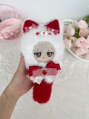 ぬい服 ちびぐるみ 10~12cm コラージュ猫 着せ替え服 赤、真珠の耳  着せ替え ぬいぐるみ服 ちびぐるみ にじぱぺっと いつぬい きぐるみ あんスタ  推しぬい 綿人形