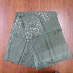 帯揚げ　カーキ　絹100％　日本製