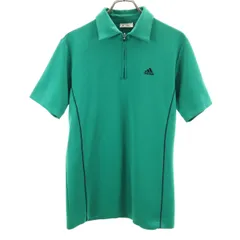 adidas アディダス ゴルフ 半袖 ハーフジップ ポロシャツ S グリーン メンズ 古着