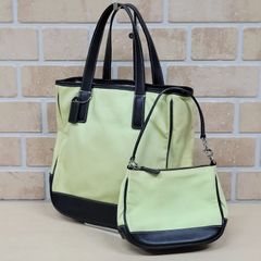 6 COACH コーチ キャンバス ハンドバッグ ミニバッグ グリーン
