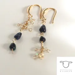 天然石 14kgf 色遊び 宝石質 オパールのロングビアス イヤリング