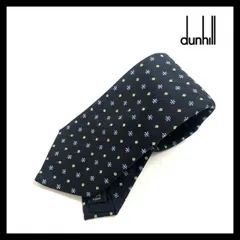 【dunhill】ネクタイ SILK/シルク 100%ブラック/黒 フラワー/花柄 小紋柄 総柄 ダンヒル (MM-480)