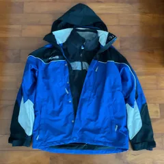コロンビア　マウンテンジャケット　フリース入り　Mサイズ　ブルー　袖・首に汚れあり
