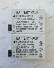 【新品】キャノン CANON対応 LP-E8 互換バッテリーパック 電池パック 充電電池 充電式電池 保護カバー付 残量表示 純正充電器対応 7.4V 1900mAh お得な２個セット