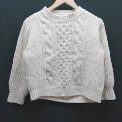 ◇ GLOBAL WORK ケーブルニット カジュアル シンプル もちやわ 長袖 セーター サイズM オフホワイト レディース E  【1304120033917】