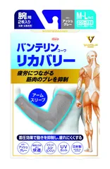 アームスリーブ リカバリータイプ 腕用 ふつう~大きめ/M~Lサイズ(ひじ上10cm周囲27~34cm) バンテリンサポーター アッシュグレー 2枚入