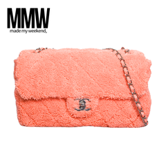 【デジタル鑑定書付き】CHANELパイルサーモンピンクショルダーバッグ シングルフラップ