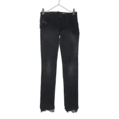 ディーゼル イタリア製 ローウエスト スリム スキニーデニムパンツ w24 ブラック DIESEL ストレッチ 異素材ドッキング ジーンズ レディース