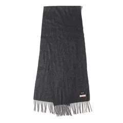 美品 BEAMS ビームス フリンジ ヘリンボーン カシミヤ ニット マフラー ストール ダークグレー ブランド カジュアル シンプル 無地【メンズ】のサムネイル