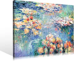 【在庫処分】アートパネル クロード・モネ 睡蓮 抽象 風景画 ポピー畑 日の出・印象 油絵 世界の名画 複製画 特大 ポスター アートフレーム プレゼント-リビング、ダイニング、寝室、お風呂、オフィス、 飾り絵 壁飾り 木枠付きの完成品 (50cmx7