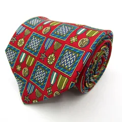 ピエールカルダン ブランド ネクタイ 総柄 小紋柄 幾何学模様 シルク イタリア製 PO メンズ レッド Pierre Cardin 【中古】