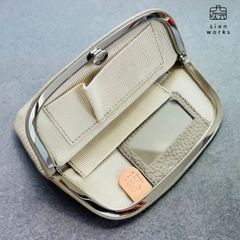 薄型財布「ミラーウォレット」グレージュ【アウトレット割引品】　薄型　財布　ポーチ　イタリアンレザー　本革　greige