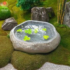水鉢 石 メダカ鉢 めだか 大型 おしゃれ 庭 つくばい 手水鉢 蹲 睡蓮鉢 金魚鉢 水盤 鉢 坪庭 ガーデニング 和風  45.5×38.5×15cm 23.5kg (14)