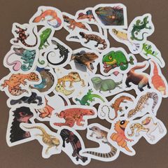 【商品番号S10】　爬虫類のフレークシール　爬虫類　トカゲ　ヤモリ　ヘビ　　シール 　レオパードゲッコー　フトアゴヒゲトカゲ　アカメカブトトカゲ　イグアナ