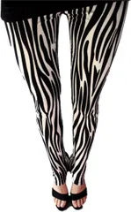 ドナリー レギンス スパッツ ヒョウ柄 豹柄 アニマル柄 プリント デザイン レディース(ゼブラ,  Free Size)