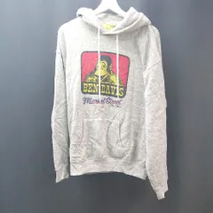 ◇ BEN DAVIS フードあり ロゴプリント ストリート 裏起毛 長袖 パーカー サイズ4 グレー メンズ E  【1308290023112】