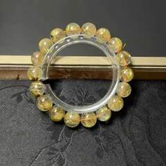 逸品 EU製 ★太陽花タイチンルチル★黄金針水晶 金運 開運 ゴールド ブレスレット パワーストーン ギフト 10.8-11.5mm ZB8516