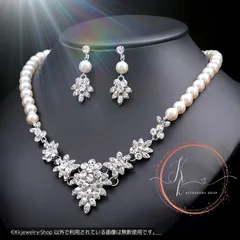 クリスタルパールスノーフレークエレガンス ネックレス ピアスセット