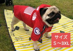 新品 犬用 ちくわちゃんレイン レッド ウインドブレーカータイプ
