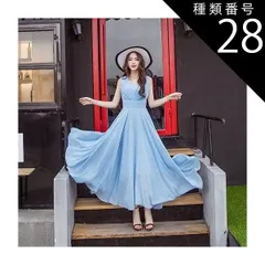 種類28：ピンク/M シフォンワンピース シフォンドレス ドレスワンピース ワンピース ドレス フレアワンピース シフォンワンピース ロング ロング丈 マキシ マキシ丈 9分丈 袖なし ノースリーブ Vネック カシュクール フレア セミフレア Aライン シフォ