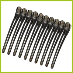 『在庫わずか』業務用 美容師 プロ用 前髪 髪留め ヘアクリップ クリップ ヘアピン ブロッキング 跡がつかない メンズ 滑り止め設計 ヘア 10本セット ピン ダッカール 美容師カールクリップ 大きめ DELUXEFOX (ブラック)