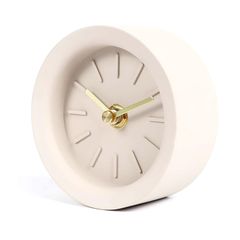 YH シンプルな北欧時計ラウンド工業用風セメント時計ベッドサイドミュート小さな目覚まし時計装飾時計（ベージュ）