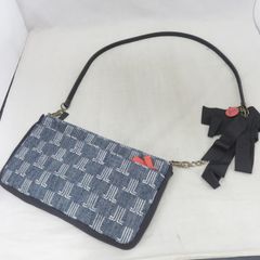 ランバン チェーン ＆ レザー ショルダーバッグ デニム ネイビー LANVIN