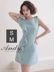 ミント [OK2741-YE-2306] ANDY/ アンディ/ チェック柄/ ツイード/ フリル/ ノースリーブ/ 台形スカート/ Aライン/ フレア/ ワンピース/ ミニドレス/ キャバドレス/ ワンピース/ dress